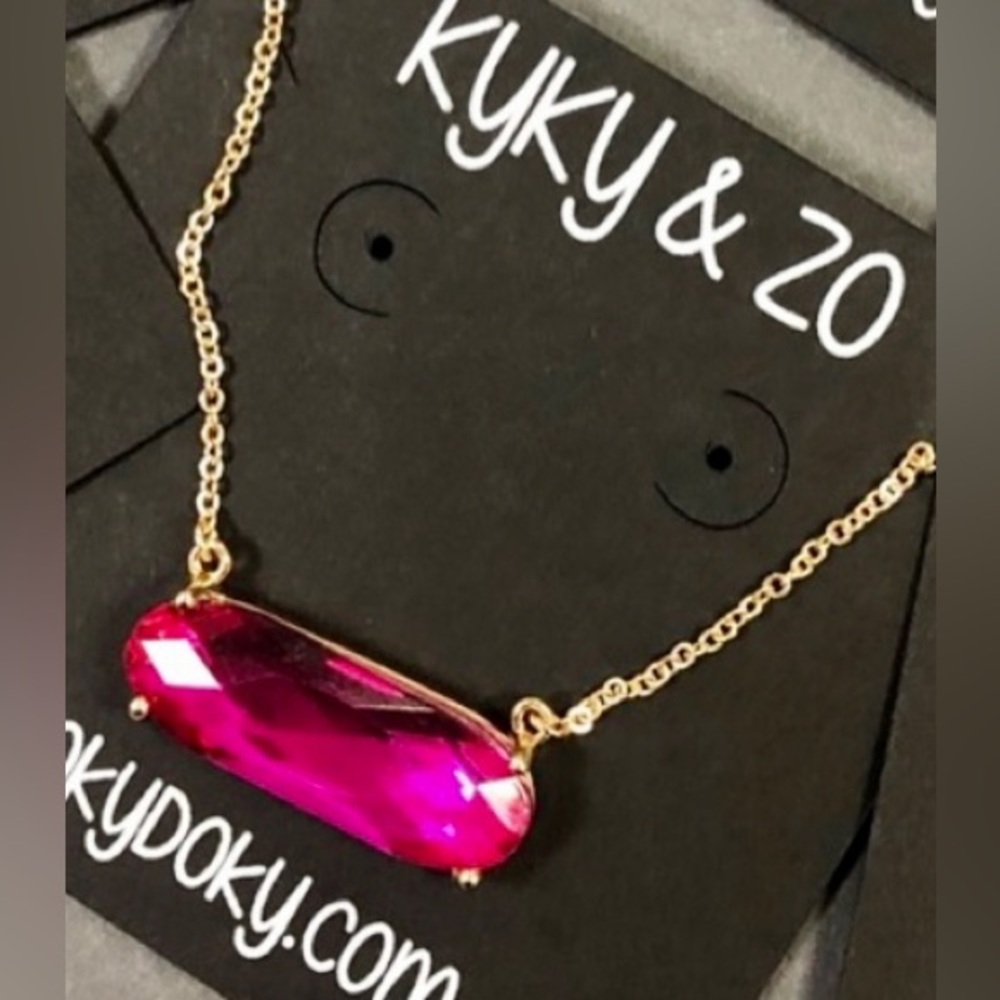 Hot Pink Faceted Crystal Necklace-Boutique